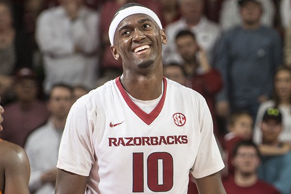 Arkansas sophomore Bobby Portis reacts to a call against Tennessee in the second half Tuesday, Jan. 27, 2015 at Bud Walton Arena in Fayetteville. The Razorbacks won 69-64.