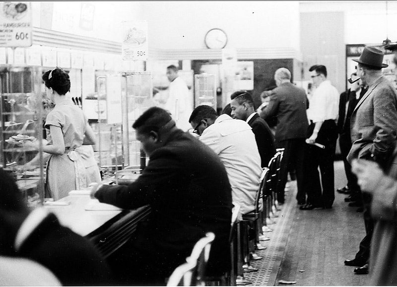 Black men hold a “sit-in” in 1960 at the lunch counter in the McCrory variety story in Rock Hill, S.C. The men became known as the Friendship 9. 