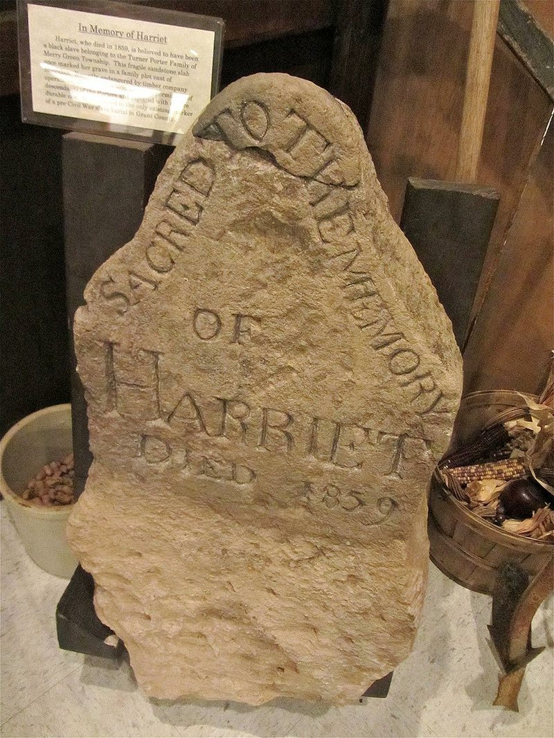 Displayed in Sheridan’s Grant County Museum is the grave marker of Harriet, a black slave who died in 1859. 