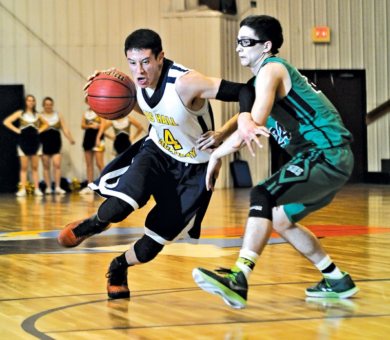  NWA Democrat-Gazette/ J.T. WAMPLER Lemuel Reber, left, Haas Hall senior, is averaging 22.5 points per game this season for the Mastiffs.