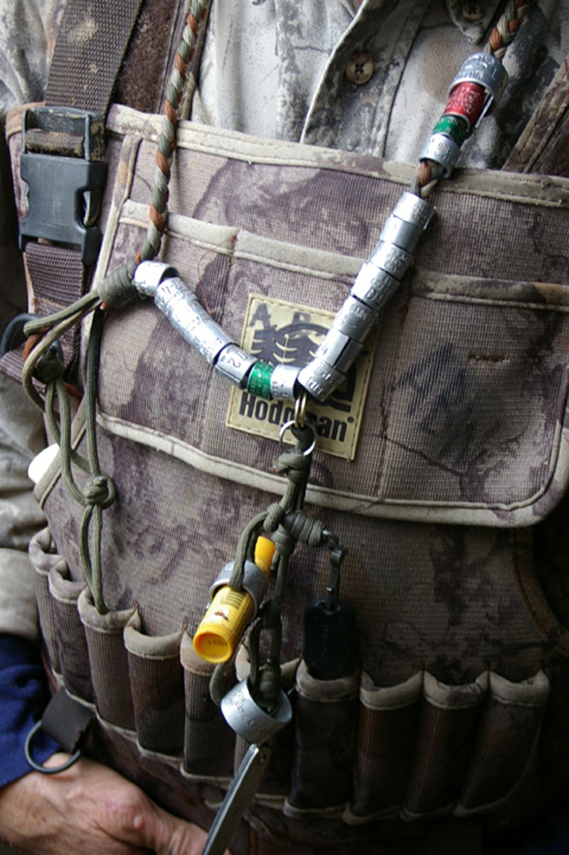 Goose bands on a hunter’s call lanyard are considered special mementos of hunts gone by.