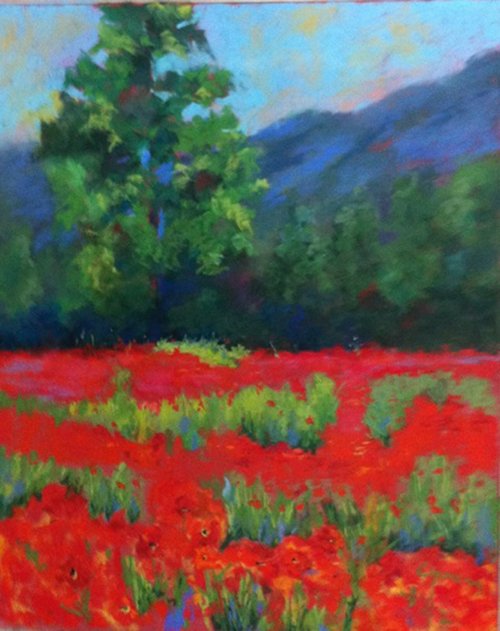 Submitted photo VIBRANT HUES: Pieces by Caryl Joy Young, including the pastel work "Poppy Field" will be featured at The Artists' Workshop Gallery, 610-A Central Ave., in February.