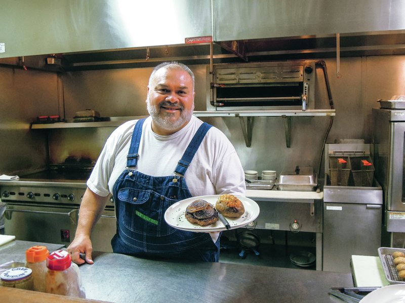 At any given day before the restaurant opens, chef and owner Bruce Barnes, a.k.a. Mister B, will be sporting overalls as he prepares for the evening.