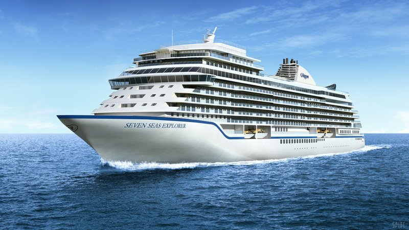 Luxury cruising: This photo of a rendering provided by Regent Seven Seas Cruises depicts the cruise line’s forthcoming ship, the Seven Seas Explorer, which is expected to debut in the summer of 2016. The ship will include one of the largest and most expensive suites ever offered at sea: 3,875 square feet, $5,000 per person, per night, with a two-person minimum occupancy.
