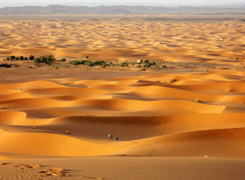 The Sahara, which is roughly the size of the United States, stretches across 30 percent of the African continent. It is the hottest place on Earth and the world’s largest desert. The Sahara can be an inspirational experience at night, with the air crisp, clean and clear, and the stars seemingly so close you can almost touch them. Camel treks into the desert in Morocco are popular with intrepid travelers.