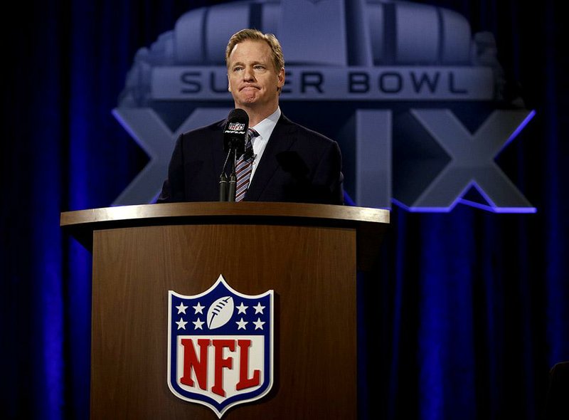 NFL Commissioner Roger Goodell participates in a news conference for NFL Super Bowl XLIX football game Friday, Jan. 30, 2015, in Phoenix. 