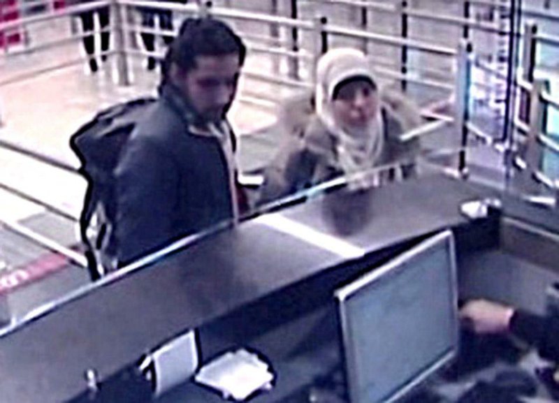 Hayat Boumeddiene is caught on a security camera arriving with a male companion at the airport in Istanbul on Jan. 2, days before her partner and two other militants carried out a wave of killings in Paris. She is believed to have then crossed from Turkey into Syria.  