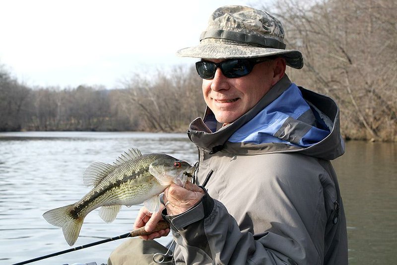 A winter float on the Caddo River always produced a mixed bag of smallmouth bass and Kentucky bass, like this one caught by Rusty Pruitt between Caddo Gap and Glenwood. 