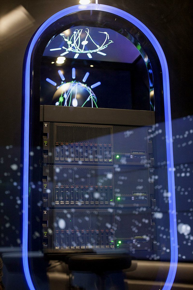 International Business Machines Corp.'s (IBM) Watson is seen in the immersion room during an event at the company's headquarters in New York, U.S., on Tuesday, Oct. 7, 2014. To help commercialize the technology famous for beating humans on the "Jeopardy!" game show, new languages such as Portuguese and Japanese are being added to the Watson service this year, said Stephen Gold, vice president of the Watson Group business. Photographer: Michael Nagle/Bloomberg