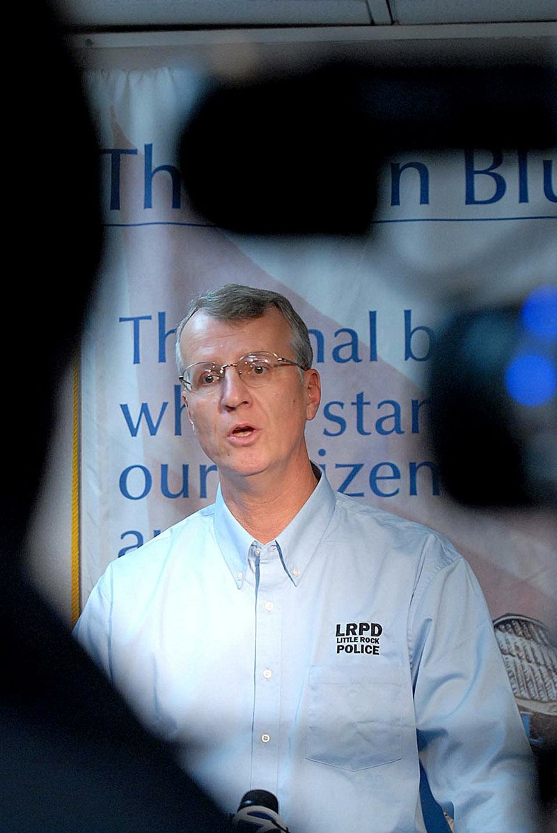 Arkansas Democrat-Gazette/KAREN E. SEGRAVE
12/10/10

Lt. Terry Hastings with the Little Rock Police Department addresses the media about the officer involved shooting where Eugene Edward Ellison was shot and killed by officer Donna Lesher late Thursday night after Ellison was in an altercation with Officer Lesher and Detective Tabitha McCrillis at Ellison's apartment.  Both LRPD officers were working off duty but in uniform when the shooting happened.  