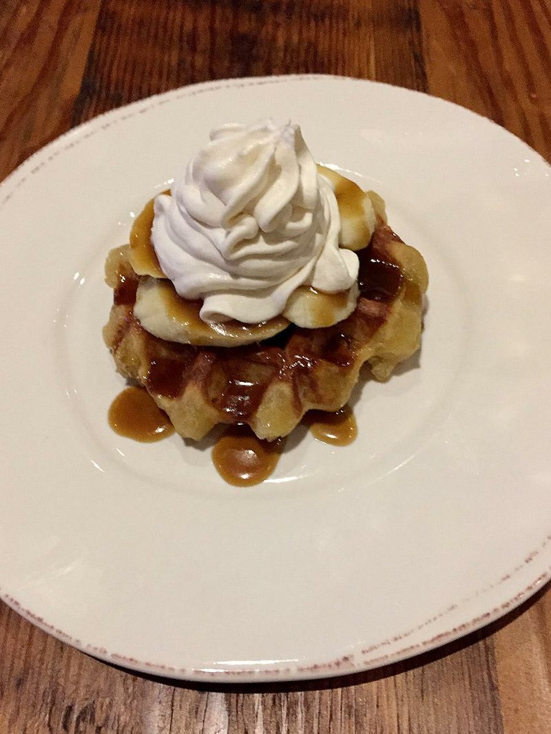 Leige Waffle (Sugar Waffle) is a dessert at Samantha’s Tap Room & Wood Grill. 