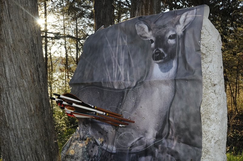 A paper practice target is the most common white-tail likeness seen this season at Camp See No Deer. 