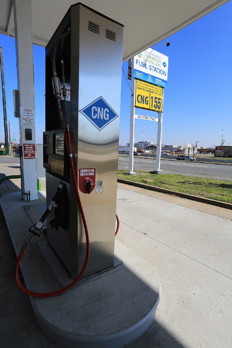 There were no customers Thursday morning at a natural gas pump at the Little Rock Compressed Natural Gas Station at 501 Ferry St.