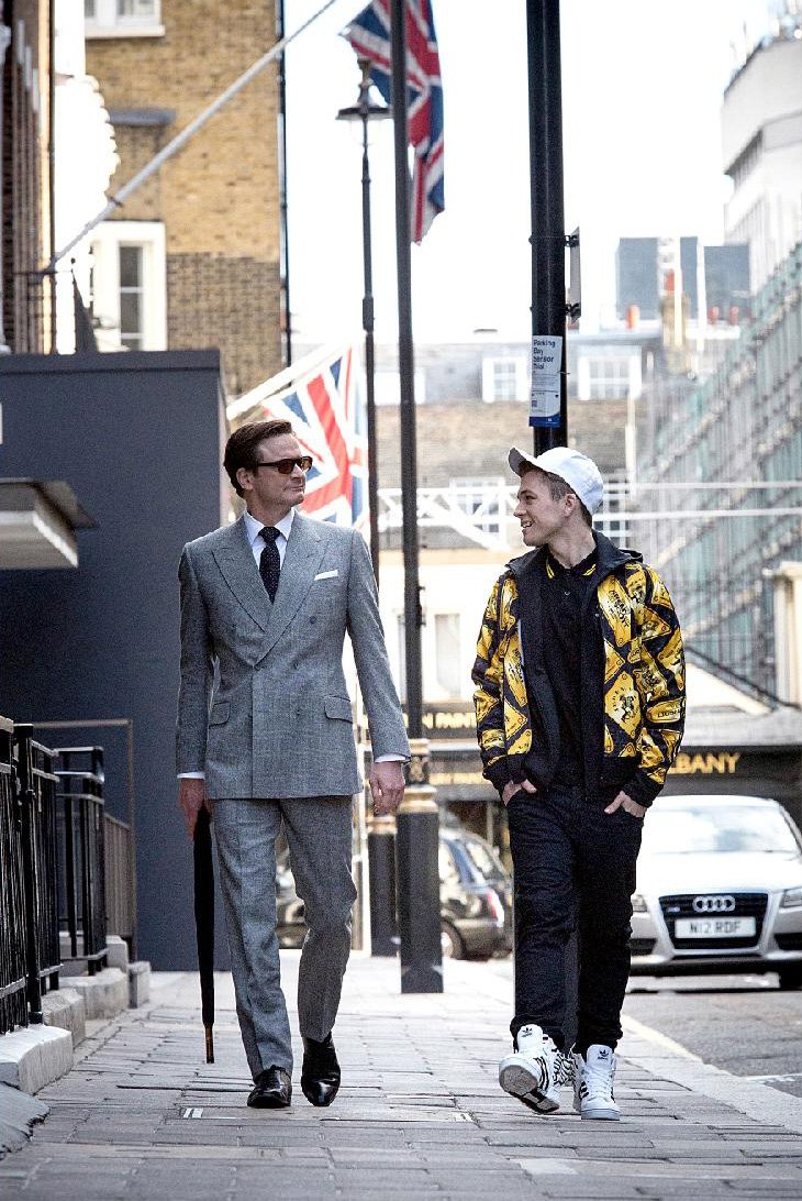 Harry “Galahad” Hart (Colin Firth, shown left) is a slick secret agent who becomes the mentor of a London street kid just as a global threat emerges in the tongue-in-cheek spy thriller Kingsman: The Secret Service.