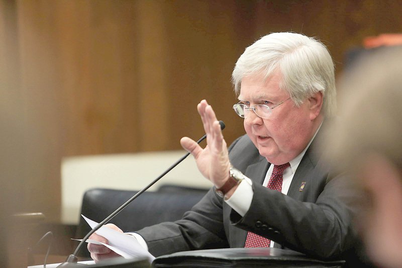 Arkansas Democrat-Gazette/RICK MCFARLAND  --- 02/17/15--  Larry Jegley, Prosecuting Attorney Sixth Judicial District, speaks against a bill to allow persons under the age of 18 that were given a life without parole sentence to be eligible for parole after seving 28 years. The bill was tabled Tuesday for a later day in the House Committee on Judiciary.
