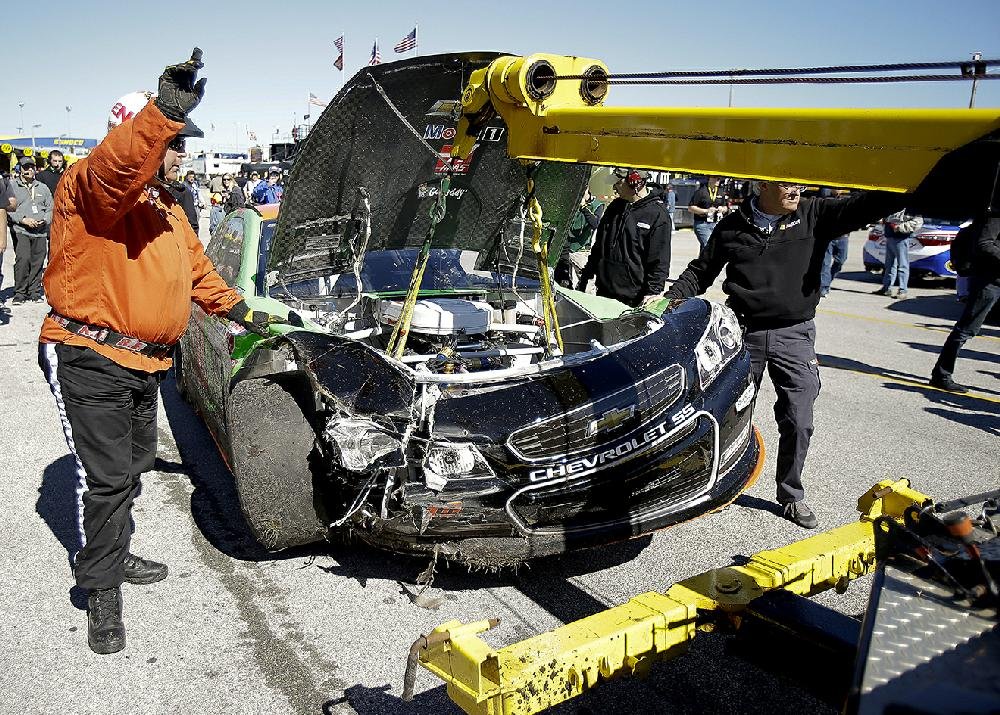 Patrick crashes in practice