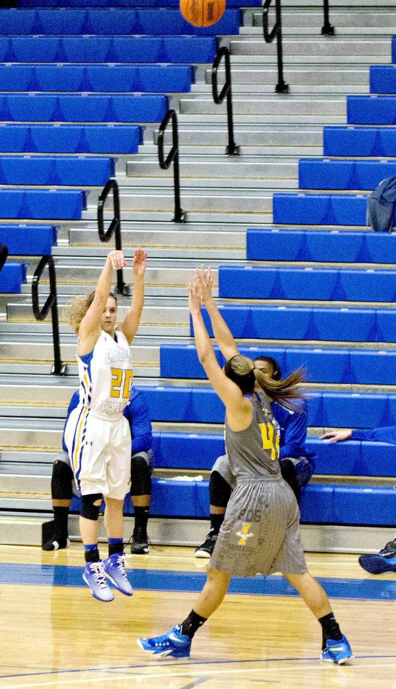 Nathan Marquardt/JBU Sports Information John Brown senior guard Lauren Rogers hit a 3-pointer in the second half Thursday to score her 1,000th career point at JBU. Rogers led the Golden Eagles with 17 points, but Wayland Baptist won 81-55.