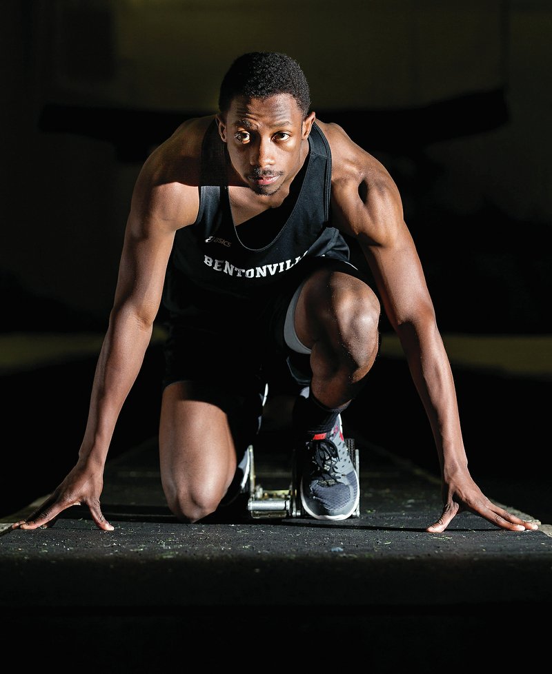 Keson Payton, Bentonville senior sprinter/jumper, has worked to become a leader on the Tigers track and field team. 
