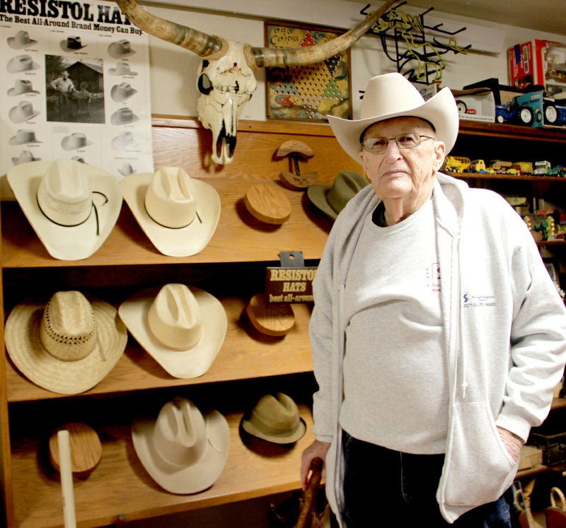LYNN KUTTER ENTERPRISE-LEADER Bill Bequette of Farmington rode horses but was not a cowboy. He describes himself as a &#8220;drugstore cowboy,&#8221; saying he tried to learn to rope but just was not able to do it. Still, he loves cowboy hats and has quite a collection of them in a museum he has created on his property.