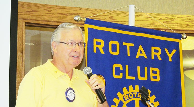 Submitted photo Polio talk: Rotarian Fred Kalsbeek, with the Rotary Club of Hot Springs Village, presents information about Polio Plus at a recent club meeting.