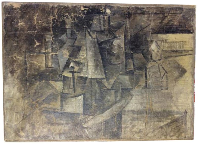 This undated photo provided by the United States Department of Justice, shows a cubist painting titled “The Hairdresser” by Pablo Picasso. Authorities say the painting worth millions of dollars was stolen in France and smuggled into the U.S. by someone who falsely labeled it as an "art craft" worth about $37 when it was shipped. U.S. Attorney for the Eastern District of New York Loretta Lynch filed a civil forfeiture complaint Thursday, Feb. 26, 2015, over the painting. 