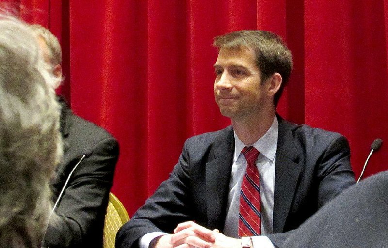 U.S. Sen. Tom Cotton called for more military spending Thursday, Feb. 26, 2015, while appearing on a panel at the Conservative Political Action Conference in suburban Washington, D.C.
