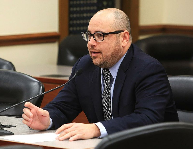 Sen. Jeremy Hutchinson, R-Benton, brings up one of his bills in the Senate Committee on Judiciary, of which he is the chairman, at the state Capitol Wednesday.