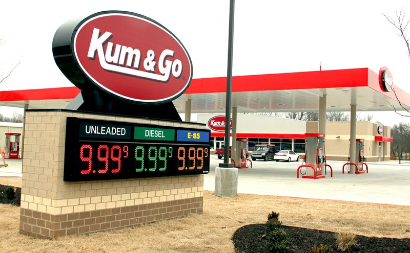 LYNN KUTTER Workers have been busy this week getting ready for the opening of a new Kum &amp; Go in Farmington. Gas prices had not been set when this photo was taken. Doors open at 6 a.m. Thursday, March 5.