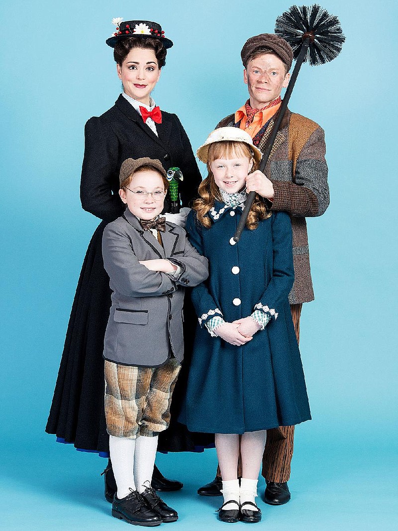 Stars of the Arkansas Repertory Theatre’s production of Mary Poppins include (clockwise from left) Elizabeth DeRosa as Mary Poppins, Brian Letendre as Bert, Addison Rae Dowdy as Jane and Madison Stolzer as Michael.