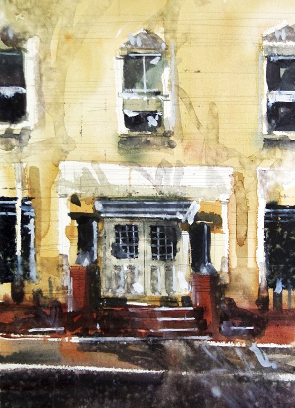 Submitted photo MAJESTIC MEMORY: Richard Stephens recently received an award for his watercolor "Majestic Side Door." Other paintings of the hotel by Stephens can be seen during today's Gallery Walk in The Fine Arts Center of Hot Springs.