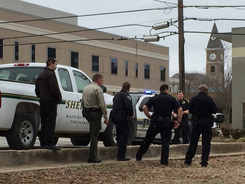 Officials cordoned off the Washington County Courthouse Annex on Monday.