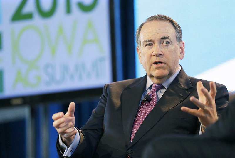 Former Arkansas Gov. Mike Huckabee speaks during the Iowa Agriculture Summit, Saturday, March 7, 2015, in Des Moines, Iowa. (AP Photo/Charlie Neibergall)