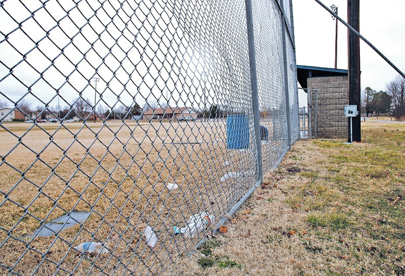  NWA Democrat-Gazette/DAVID GOTTSCHALK The old American Legion baseball field near American Legion Shelton-Tucker-Craft Post 27 at 1195 Curtis Ave. in Fayetteville is pictured Monday. Fayetteville planning commissioners signed off on rezoning the 6.8-acre property Monday so it could be sold and developed as a housing project. The request is now up for final approval at the City Council&#8217;s April 7 meeting.