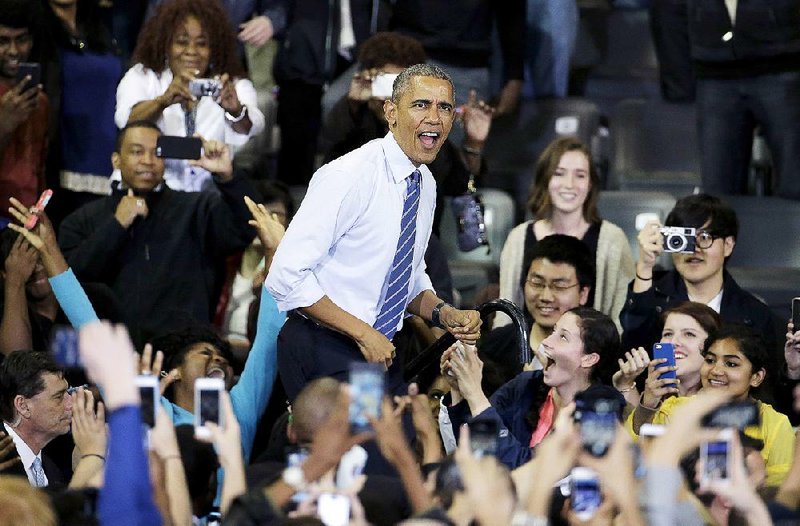 President Barack Obama takes to the stage Tuesday at Georgia Tech in Atlanta. He told the crowd about steps he’s taking to change the nation’s student loan system. 