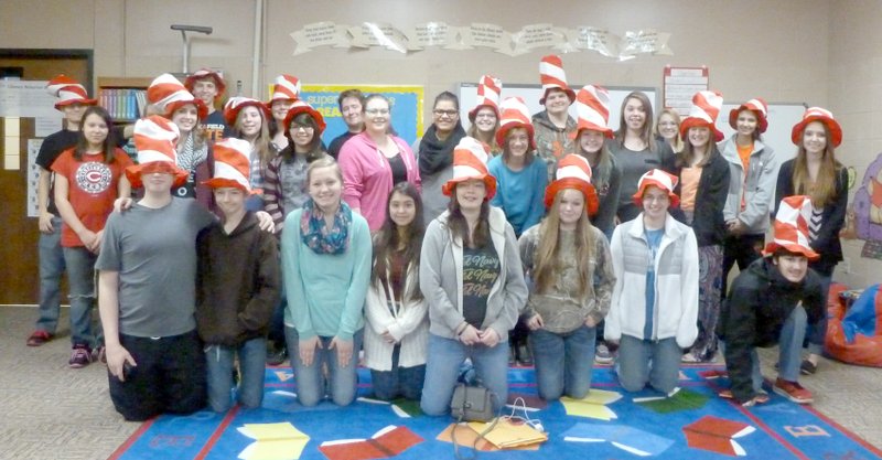 Photo by Faith Hendricks These students from Gravette High School came to Glenn Duffy Elementary to read to the students for the annual &#8220;Read Across America&#8221; celebration on March 3.
