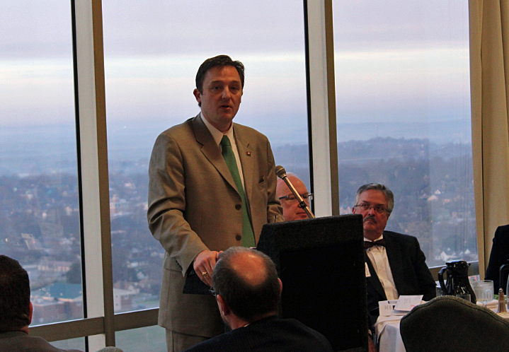House Speaker Jeremy Gillam, R-Judsonia, speaks Tuesday to the Political Animals Club.
