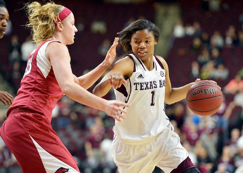 Texas A&M guard Courtney Williams (1) is averaging 14.5 points and 5.8 rebounds a game this season and has been one of the players who has stepped in for point guard Jordan Jones, who suffered a torn ACL and meniscus against Missouri on Feb. 26.