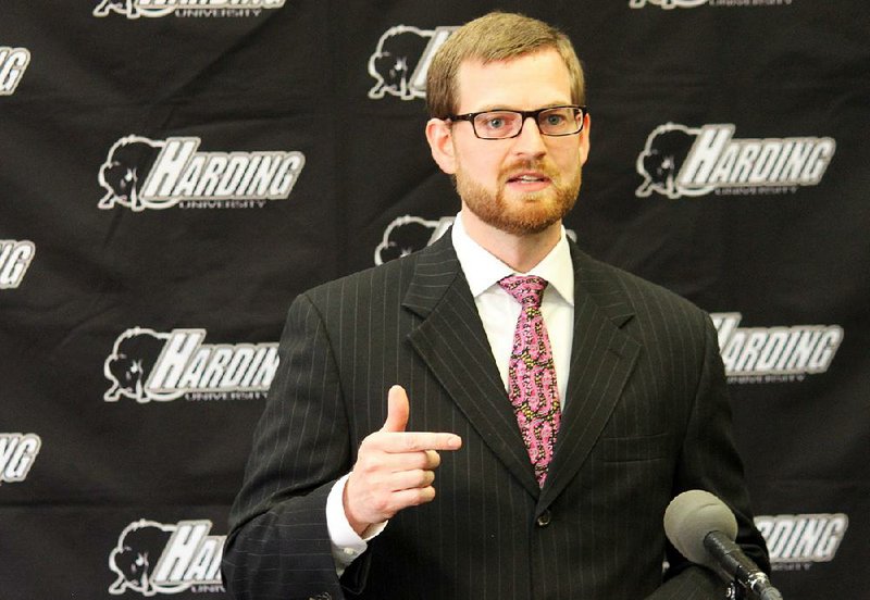 Ebola survivor Dr. Kent Brantly takes questions Tuesday before speaking on the Harding University campus in Searcy. 