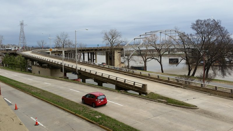 The LaHarpe Boulevard ramp to northbound Broadway Street in Little Rock, seen Wednesday, March 18, 2015, will be the first to close during the project to replace the Broadway Bridge between Little Rock and North Little Rock.