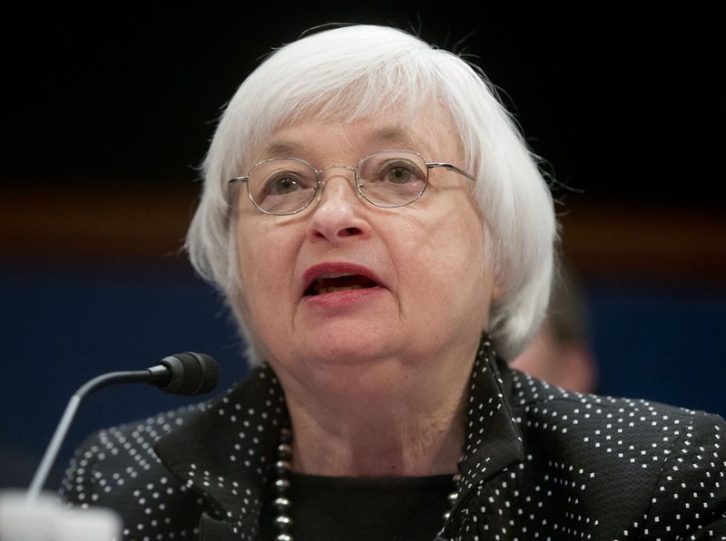 In this Feb. 25, 2015 file photo, Federal Reserve Chair Janet Yellen testifies before the House Financial Services Committee hearing: "Monetary Policy and the State of the Economy," on Capitol Hill in Washington. The Federal Reserve wraps up a two-day meeting and issues its latest statement on the state of the economy and monetary policy on Wednesday, March 18, 2015.