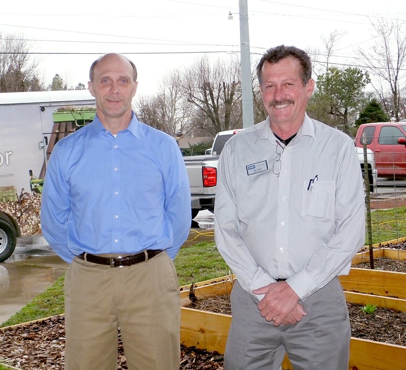 Lynn Atkins/The Weekly Vista Members of the Benton County Fair Board spend a lot of time preparing for the fair in August. Vice president Eldon Cripps and President Tim Craig posed outside the County Extension office on Ag Day last week.