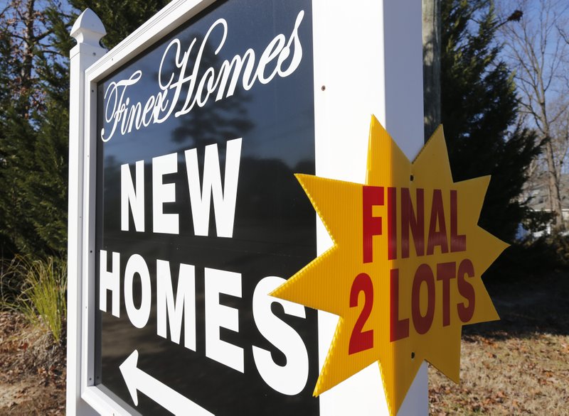 This Jan. 8, 2015 photo shows a sign advertising lots for new homes for sale in Richmond, Va. The Commerce Department releases new home sales for February on Tuesday, March 24, 2015. 