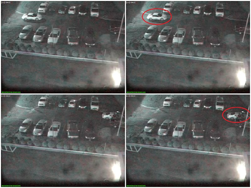 Pine Bluff police Wednesday, March 25, 2015, released these surveillance images of a car tied to the March 18 fatal shooting of Christopher Pridgeon outside a downtown hotel.