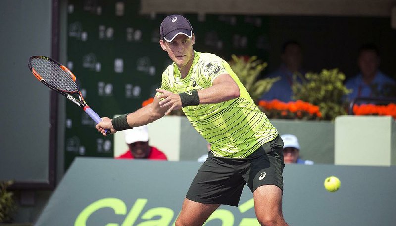 Vasek Pospisil knocked off Juan Martin del Potro and denied the Argentine a successful return to the ATP Tour with 6-4, 7-6 (7) victory to advance to the second round of the Miami Open in Key Biscayne, Fla.