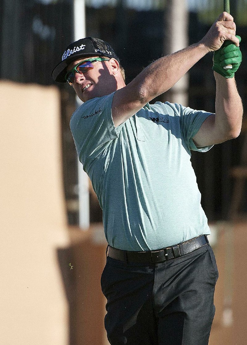 Charley Hoffman took advantage of calm conditions Thursday afternoon to shoot a 5-under 67 and holds a one-shot lead heading into today’s second round of the PGA Texas Open in San Antonio. 