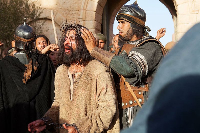 Jesus (Haaz Sleiman) receives his crown of thorns in National Geographic Channel’s Killing Jesus.