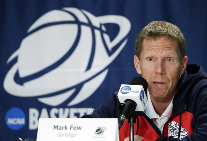 Gonzaga head coach Mark Few answers a question during a news conference at the NCAA college basketball tournament, Saturday, March 28, 2015, in Houston. Gonzaga plays Duke in a regional final on Sunday, March 29, 2015.