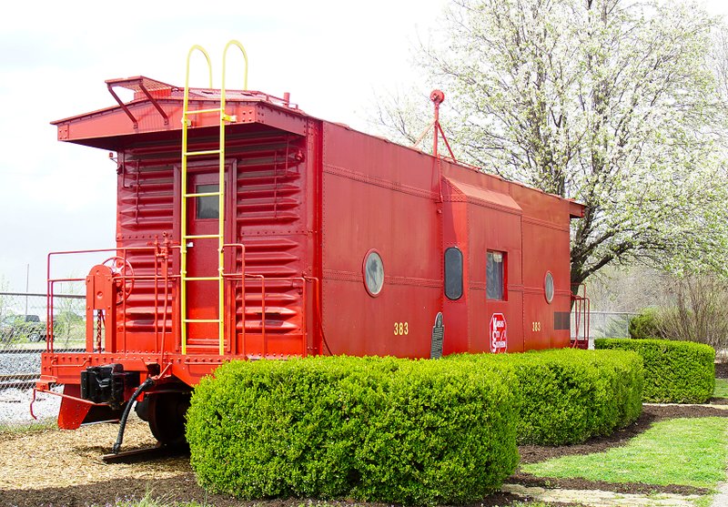 A restored Kansas City Southern caboose is a feature of Centennial Park in Gravette which draws much interest.