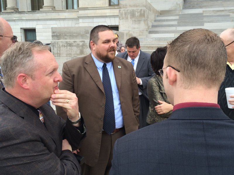 Rep. Bob Ballinger, a lead sponsor of the Religious Freedom Restoration Act, waits for the Religious Freedom Rally to start on the state Capitol steps Thursday. 