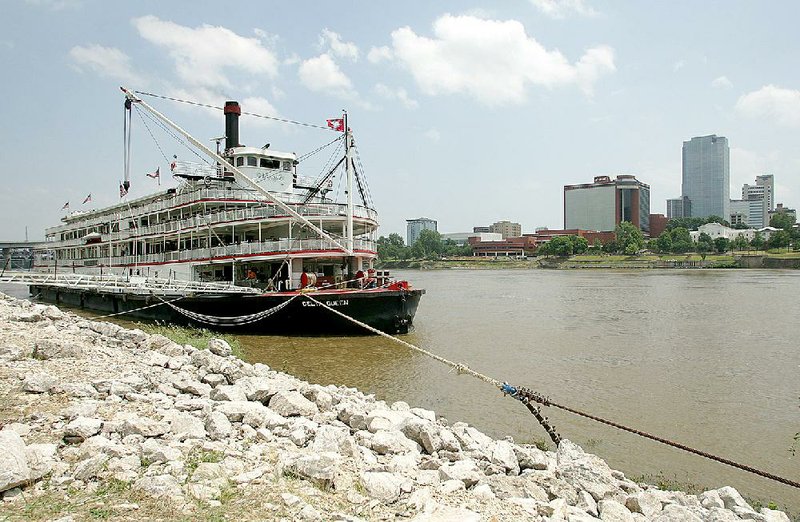 The Delta Queen is tied up on the North Little Rock side of the Arkansas River during a June 7, 2007, visit. Its new owners hope to begin offering overnight cruises on the Mississippi River, but they’ll need government permission.  